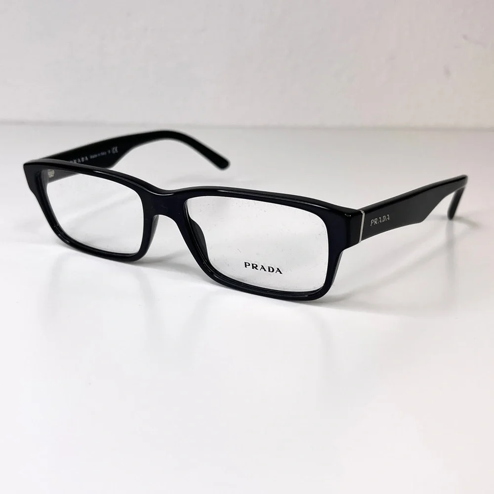 PRADA 55mm Rectangular Optical Glasses Black NEW In Case With Box